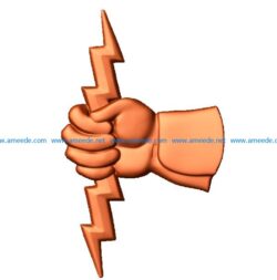 lightning hand file stl free vector art 3d model download for CNC
