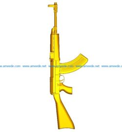 Ak-47 gun file free vector art 3d model download for CNC