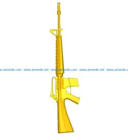 Assault rifle M16 file free vector art 3d model download for CNC