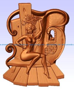 Bath fairy file STL for Artcam and Aspire jdpaint free vector art 3d model download for CNC