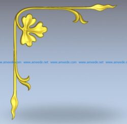 Decorative corner leaf file RLF BMP for Artcam and Aspire jdpaint free vector art 3d model download for CNC