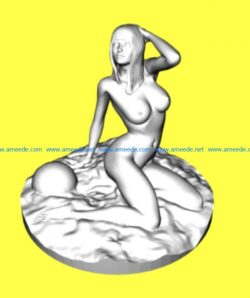 Girl on the beach file stl free vector art 3d model statue people download