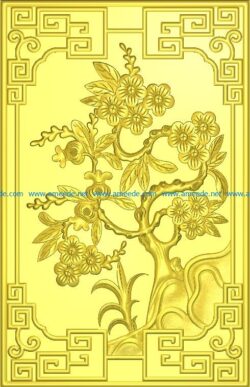 Golden apricot tree picture file free vector art 3d model download for CNC