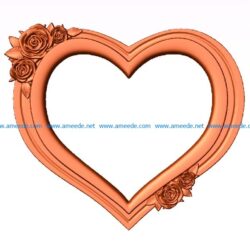 Heart shaped photo frame file 3dClip free vector art 3d model download for CNC
