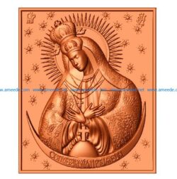 Icon of Our Lady of Ostrobramska file STL for Artcam and Aspire jdpaint free vector art 3d model download for CNC