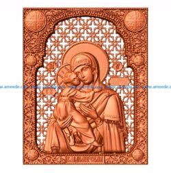 Icon of the Mother of God of Vladimir file STL for Artcam and Aspire jdpaint free vector art 3d model download for CNC