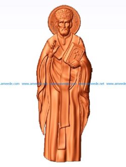 Nicholas the miracle worker in height file STL for Artcam and Aspire jdpaint free vector art 3d model download for CNC