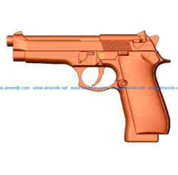 Pistol beretta file STL for Artcam and Aspire jdpaint free vector art 3d model download for CNC
