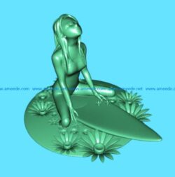 Surfer girl file stl free vector art 3d model download for CNC