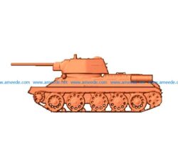 Tank t-34-76 file STL for Artcam and Aspire jdpaint free vector art 3d model download for CNC