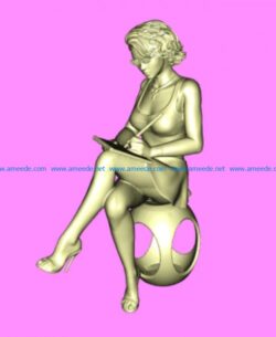 Woman artist file stl free vector art 3d model people download