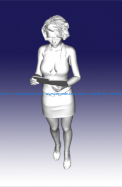 Woman with notepad file stl free vector art 3d model download for CNC