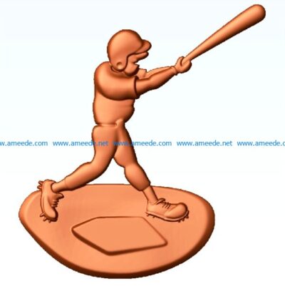 baseball player file 3dClip free vector art 3d model download for CNC