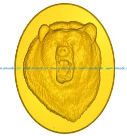 bear face file RLF Artcam and Aspire free vector art 3d model download for CNC