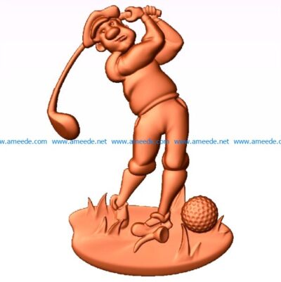 the man is playing golf file 3dClip free vector art 3d model download for CNC