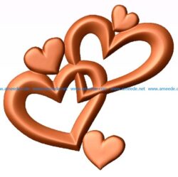 two hearts interlocking file 3dClip free vector art 3d model download for CNC
