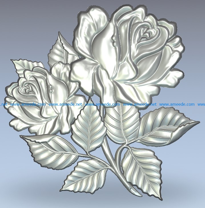 3D STL Models for CNC Router Carving Artcam Aspire Collection Rose Decor H30 