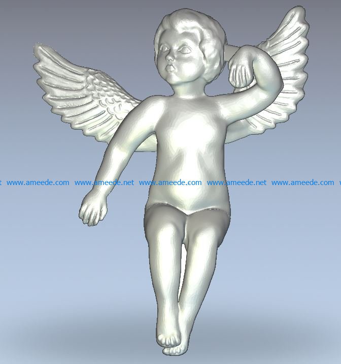 Angel sitting wood carving file RLF for Artcam 9 and Aspire free vector art 3d model download for CNC