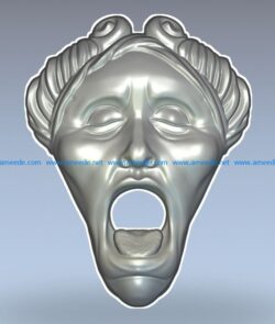 Antique style mask wood carving file RLF for Artcam 9 and Aspire free vector art 3d model download for CNC