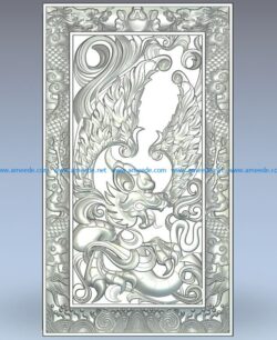 Backgammon Chinese dragon in a frame wood carving file stl for Artcam and Aspire jdpaint free vector art 3d model download for CNC