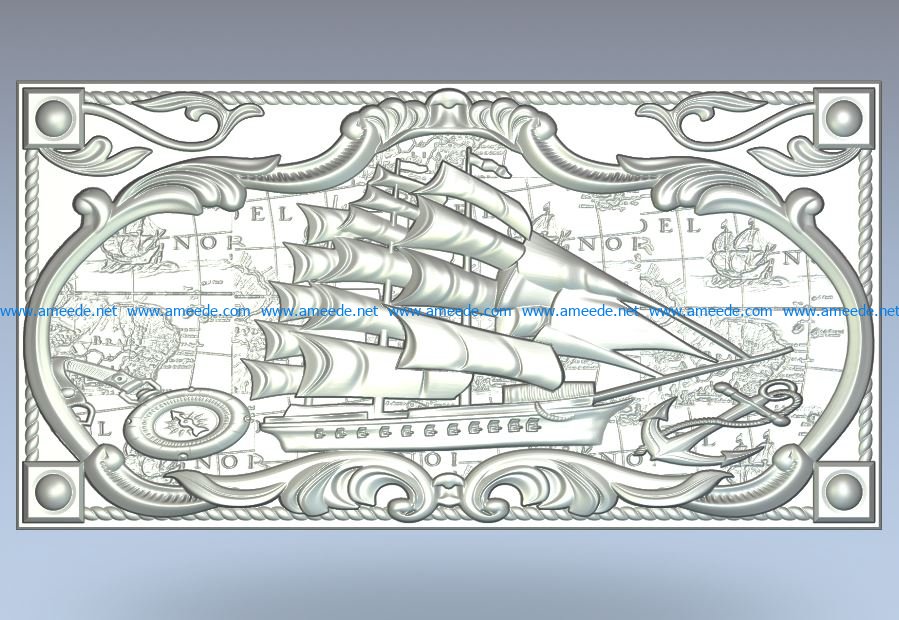 Backgammon sailing ship wood carving file stl for Artcam and Aspire jdpaint free vector art 3d model download for CNC