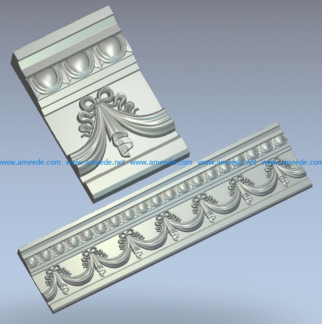 Baguette bow-shaped pattern wood carving file stl for Artcam and Aspire jdpaint free vector art 3d model download for CNC