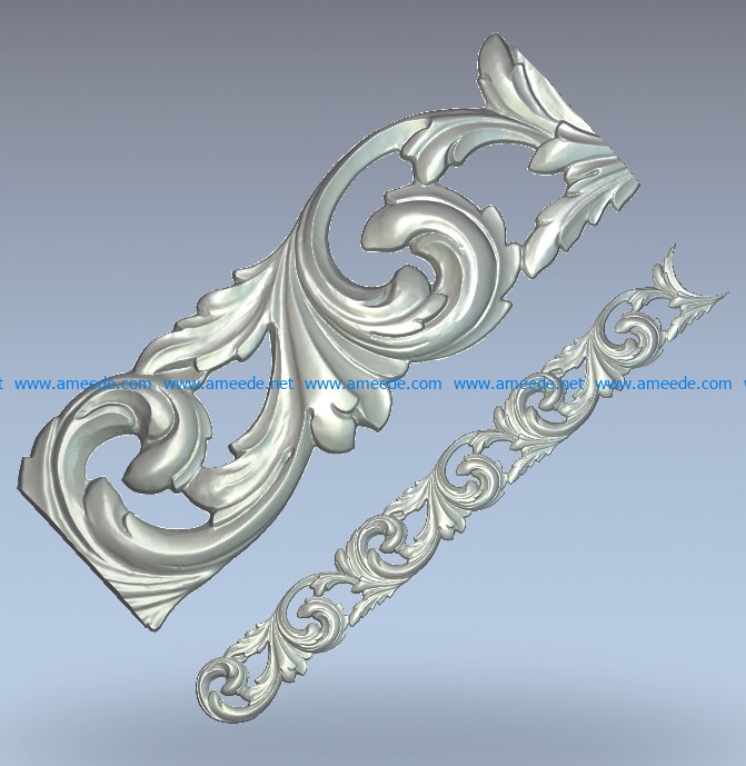 Baguette spiral leaf pattern wood carving file stl for Artcam and Aspire jdpaint free vector art 3d model download for CNC