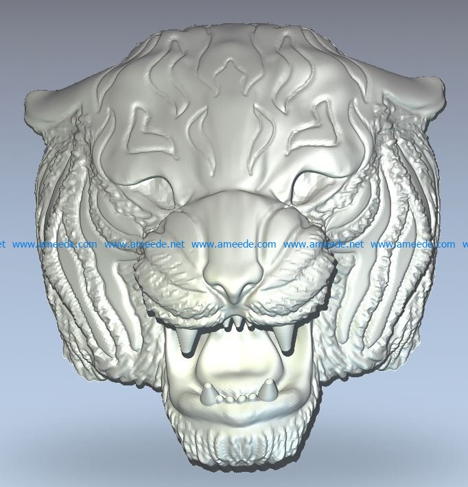 Bas-relief of a tiger head wood carving file stl for Artcam and Aspire jdpaint free vector art 3d model download for CNC