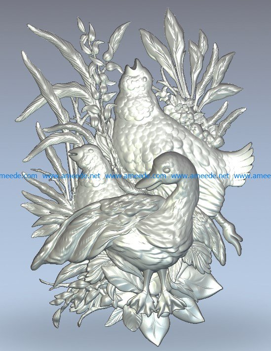 Birds wood carving file stl for Artcam and Aspire jdpaint free vector art 3d model download for CNC