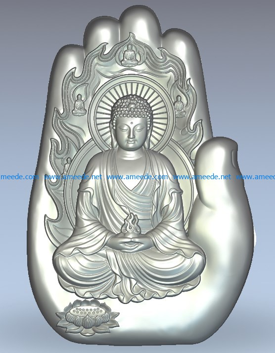 Buddha hand wood carving file stl for Artcam and Aspire jdpaint free vector art 3d model download for CNC