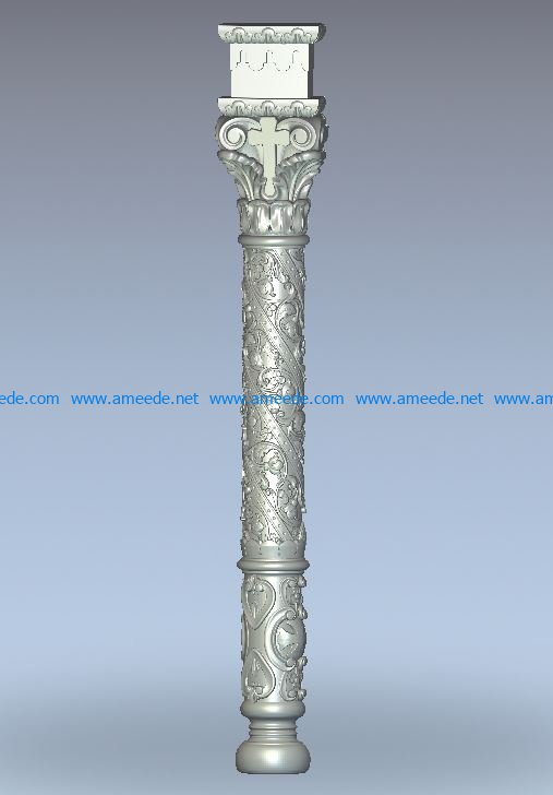 Capital column wood carving file stl for Artcam and Aspire jdpaint free vector art 3d model download for CNC