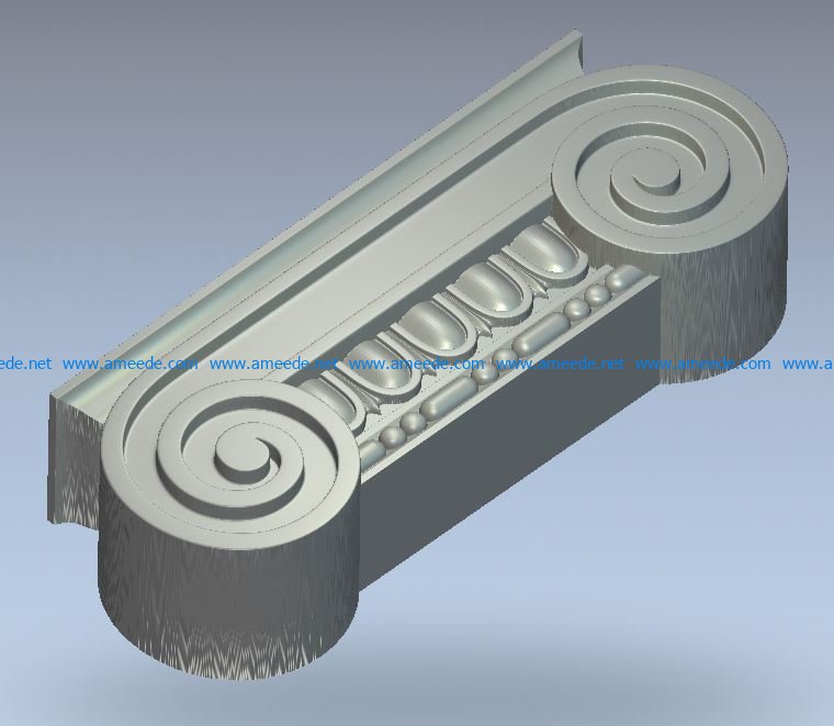 Capital with volutes and ionics wood carving file RLF for Artcam 9 and Aspire free vector art 3d model download for CNC