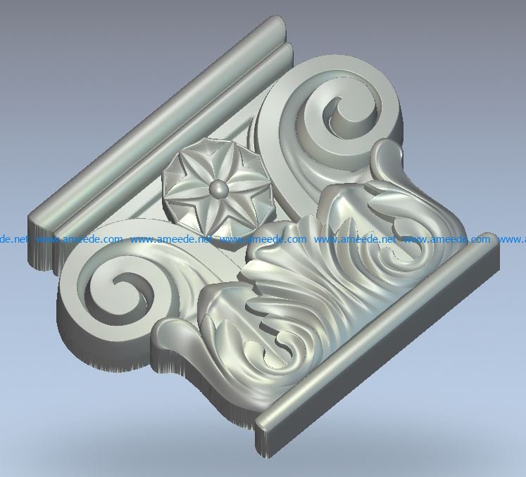 Capital with volutes wood carving file STL for Artcam 9 and Aspire free vector art 3d model download for CNC