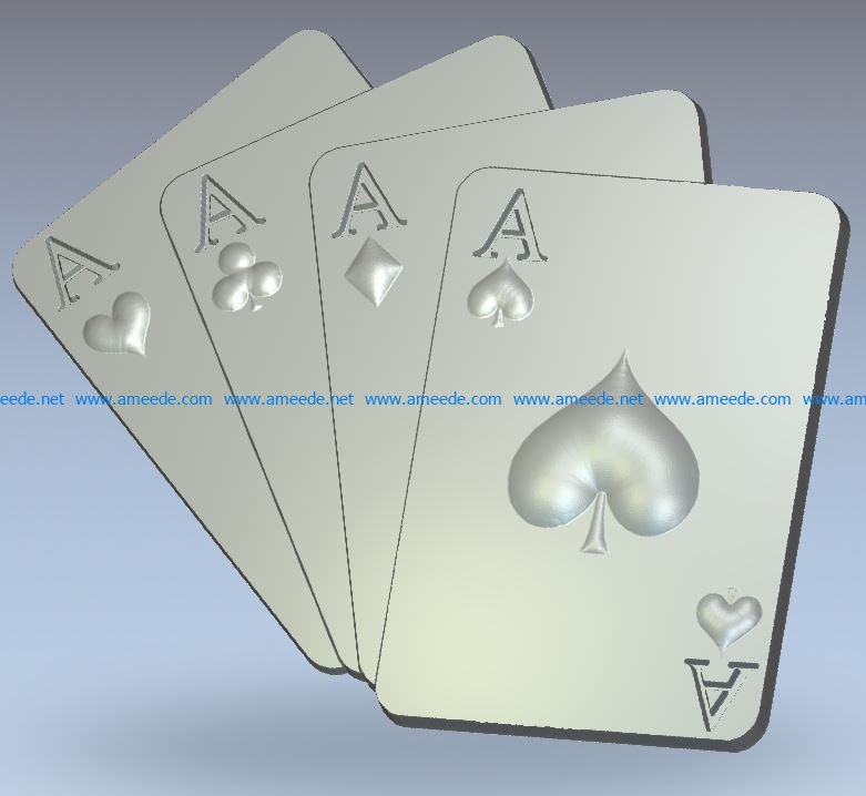 Cards wood carving file stl for Artcam and Aspire jdpaint free vector art 3d model download for CNC