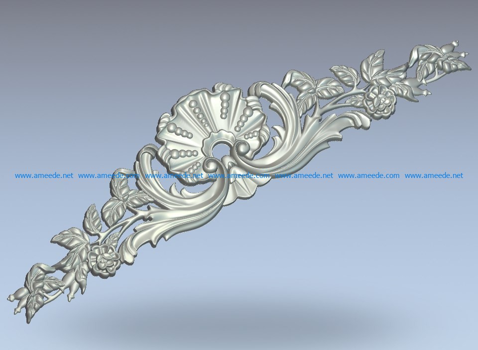 Central element of decor camellia pattern wood carving file stl for Artcam and Aspire jdpaint free vector art 3d model download for CNC