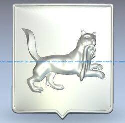 Coat of arms of Irkutsk cat wood carving file stl for Artcam and Aspire jdpaint free vector art 3d model download for CNC