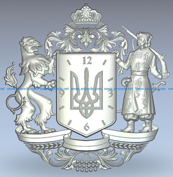 Coat of arms of Ukraine wood carving file stl for Artcam and Aspire jdpaint free vector art 3d model download for CNC
