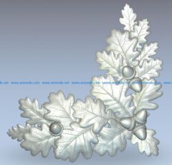 Corner of oak leaves wood carving file stl for Artcam and Aspire jdpaint free vector art 3d model download for CNC