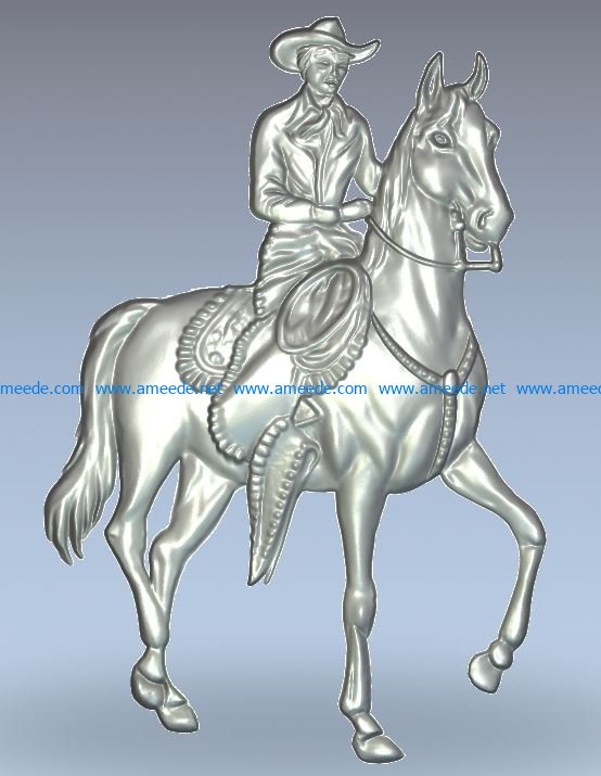 Cowboys Rider wood carving file stl for Artcam and Aspire jdpaint free vector art 3d model download for CNC