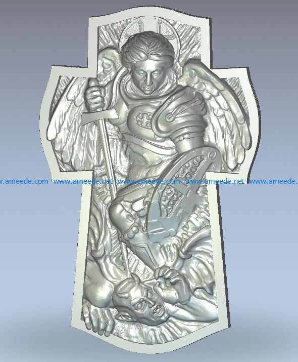 Cross with the Archangel wood carving file stl for Artcam and Aspire jdpaint free vector art 3d model download for CNC
