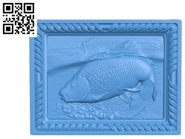 Crucian in a picture fish Wood carving file STL for Artcam and Aspire free vector art 3d model download for CNC