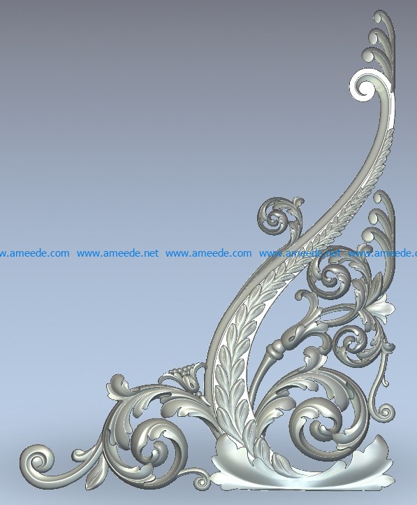 Decorative corner vines pattern wood carving file stl for Artcam and Aspire jdpaint free vector art 3d model download for CNC