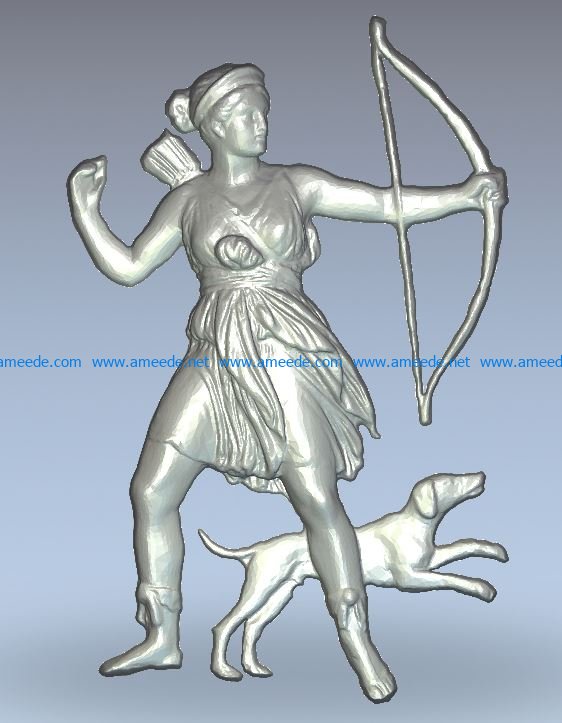 Diana Archer wood carving file stl for Artcam and Aspire jdpaint free vector art 3d model download for CNC