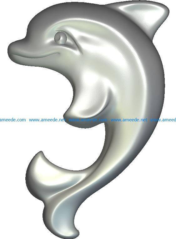 Dolphin file RLF for Artcam 9 and Aspire free vector art 3d model download for CNC wood carving