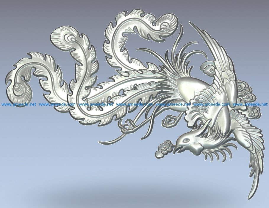 Firebird Phoenix wood carving file stl for Artcam and Aspire jdpaint free vector art 3d model download for CNC