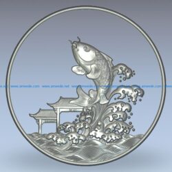 Fish from the sea wood carving file stl for Artcam and Aspire jdpaint free vector art 3d model download for CNC