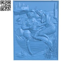 Fisherman and mermaid file stl for Artcam and Aspire free vector art 3d model download for CNC