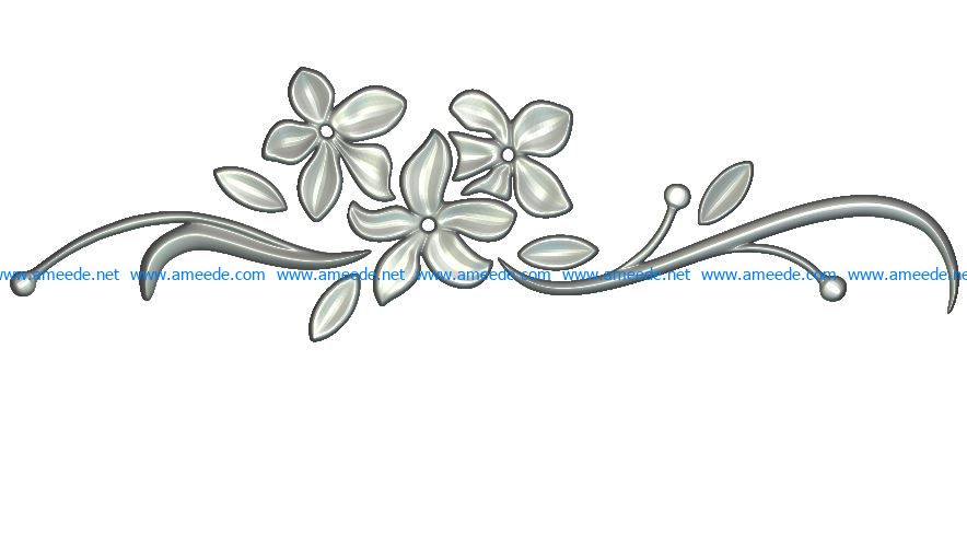 Flower decor wood carving file RLF for Artcam 9 and Aspire free vector art 3d model download for CNC