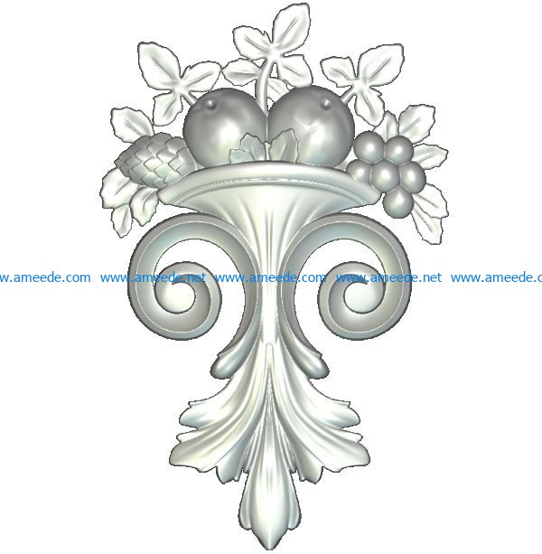 Fruit Vase Ornament wood carving file RLF for Artcam 9 and Aspire free vector art 3d model download for CNC