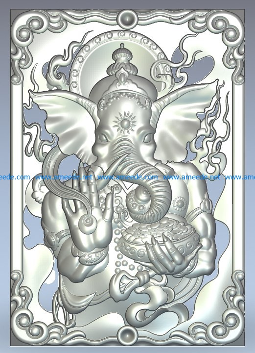 God elephant ganesha wood carving file stl for Artcam and Aspire jdpaint free vector art 3d model download for CNC